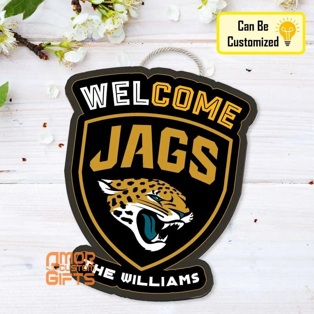 Custom Jacksonville Jaguars Door Hanger Wooden Door Sign Choose Your Football Personalized Gift Custom Shape Door Hanger