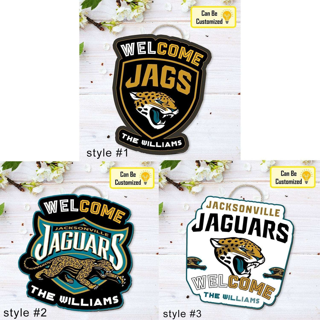 Custom Jacksonville Jaguars Door Hanger Wooden Door Sign Choose Your Football Personalized Gift Custom Shape Door Hanger