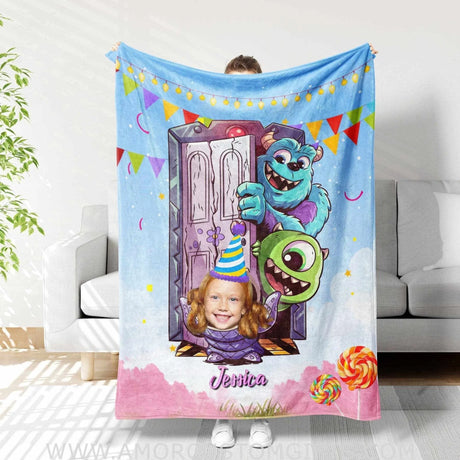 Blankets Custom Monster Birthday Girl Blanket
