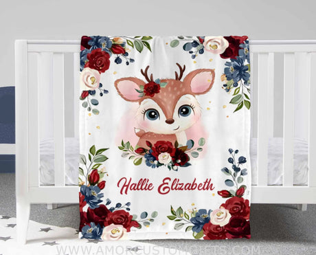 Custom Name Fawn Baby Deer Blanket