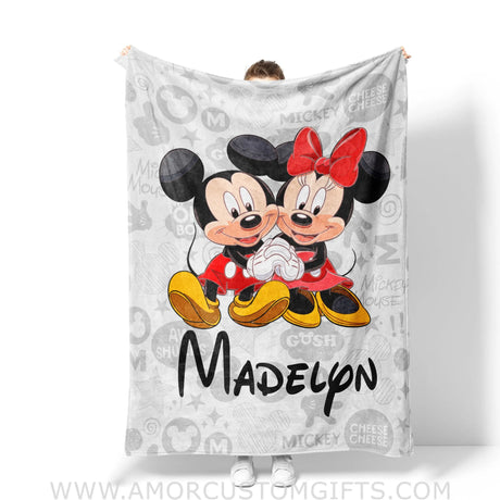 Custom Name Mickey Mini Cartoon Mouse Art Blanket
