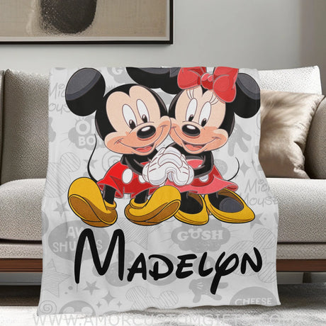 Custom Name Mickey Mini Cartoon Mouse Art Blanket