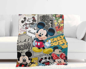 Custom Name Mickey Mini Cartoon Mouse Story Blanket