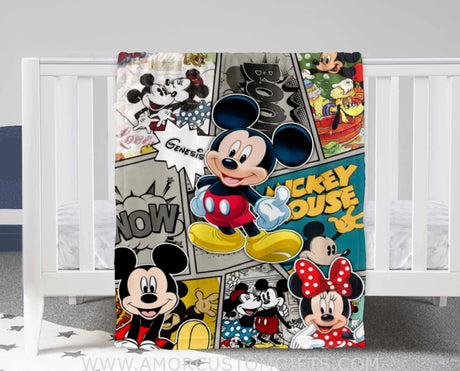 Custom Name Mickey Mini Cartoon Mouse Story Blanket