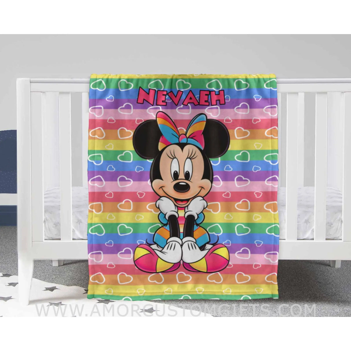 Custom Name Rainbow Mini Cartoon Mouse Blanket