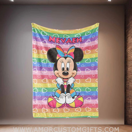 Custom Name Rainbow Mini Cartoon Mouse Blanket