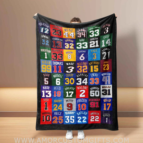 Blankets Custom NBA Number Blanket, Personalized Fleece Blanket,  Customized Blanket
