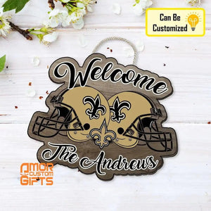 Custom New Orleans Saints Door Hanger Wooden Door Sign Choose Your New Orleans Saints Personalized Gift Custom Shape Door Hanger