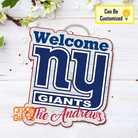 Custom New York Giants Door Hanger Wooden Door Sign Choose Your New York Giants Personalized Gift Custom Shape Door Hanger