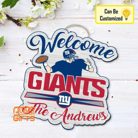 Custom New York Giants Door Hanger Wooden Door Sign Choose Your New York Giants Personalized Gift Custom Shape Door Hanger