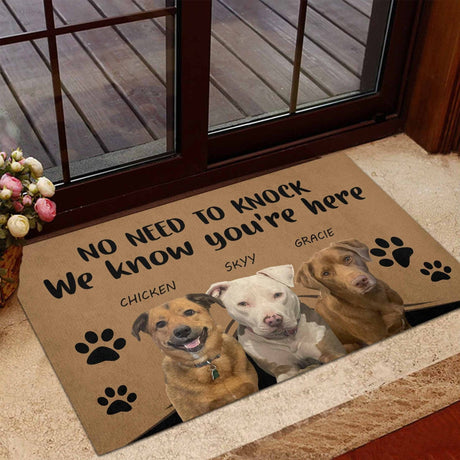 Door Mat Custom No Need To Knock We Know You're Here Doormat | Personalized Photo Pet Doormats