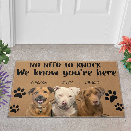 Door Mat Custom No Need To Knock We Know You're Here Doormat | Personalized Photo Pet Doormats