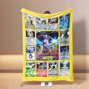 Blankets Custom PK Multi Arceus Blanket | Personalized Anime Manga Game Lover Collection Card Blanket Throw