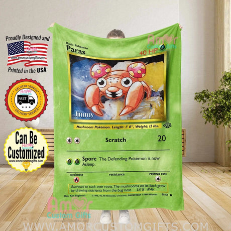 Blankets Custom PK Paras Blanket | Personalized Anime Manga Game Lover Collection Card Blanket Throw