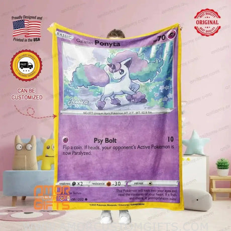 Blankets Custom PK Ponyta Purple Blanket, Personalized Fleece Blanket,  Customized Blanket