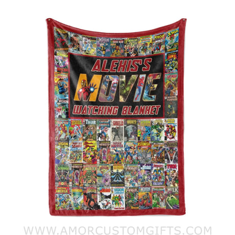 Blankets Custom Retro Superhero Movie Watching Blanket |  Personalized Fleece Blanket,  Customized Blanket
