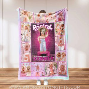 Blankets Custom Roblox Girls Photo Blanket | Personalized Photo Blanket Roblox Inspired Theme