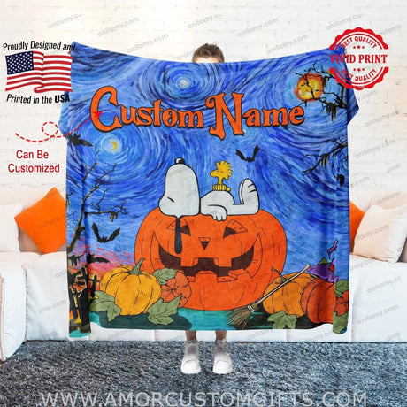 Blankets Custom Snoopy &  Van Gogh Blanket, Personalized Fleece Blanket,  Customized Blanket