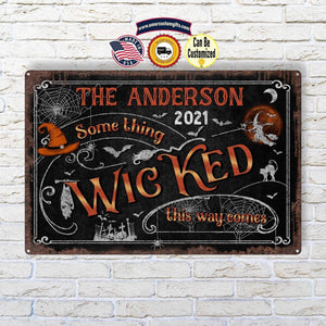 Metal Tin Signs Custom Something Wicked Halloween Metal Tin Sign. Personalized Halloween Metal Tin Sign