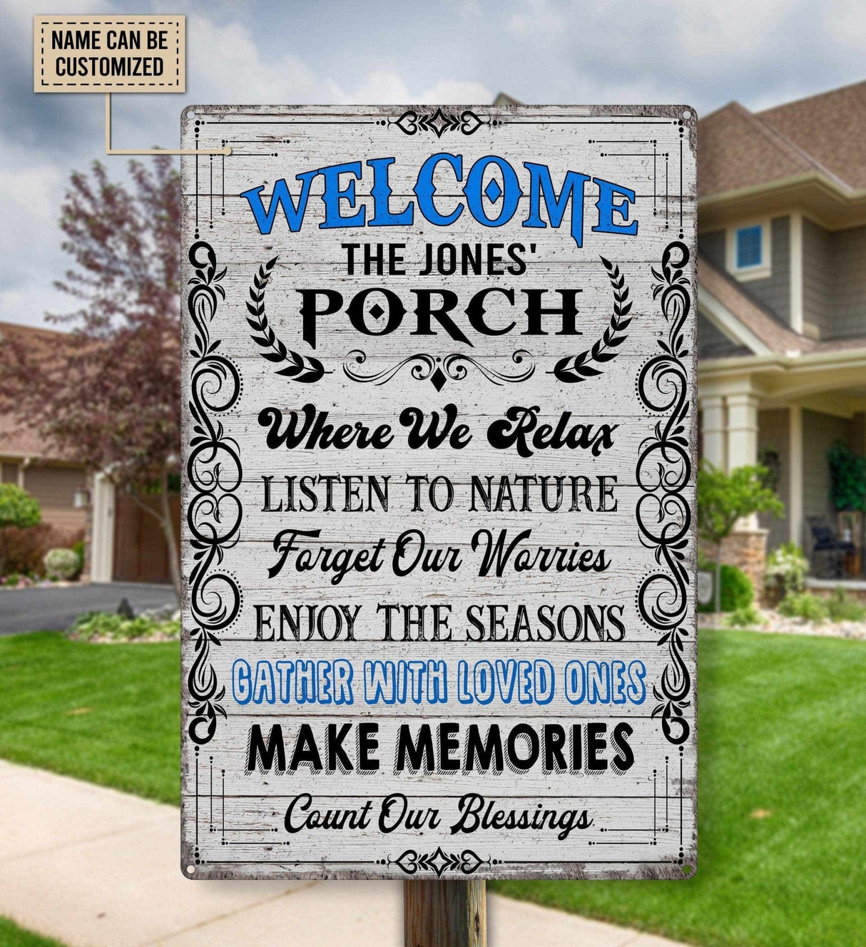 Metal Tin Signs Custom Welcome Porch Metal Tin Sign | Personalized Make Memories Count Our Blessings