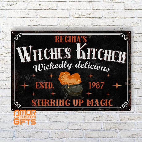 Metal Tin Signs Custom Witches Kitchen Halloween Metal Tin Sign | Personalized Halloween Metal Sign
