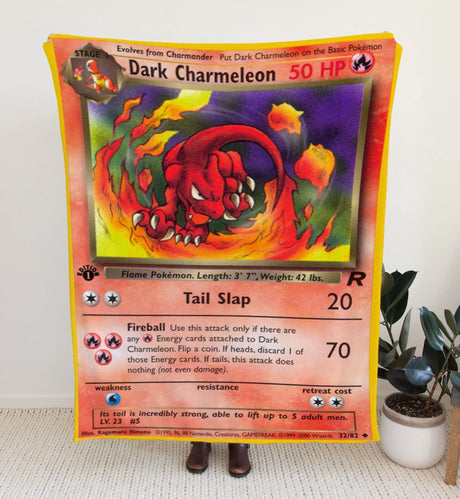Dark Charmeleon Base Series Sherpa Blanket | Custom Pk Trading Card Personalize Anime Fan Gift
