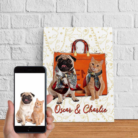 Posters, Prints, & Visual Artwork Dog Cat Luxury Bag Personalized Pet Poster Canvas Print | Personalized Dog Cat Prints | Magazine Covers | Custom Pet Portrait from Photo | Personalized Gifts for Cat Mom or Dad, Pet Memorial Gift
