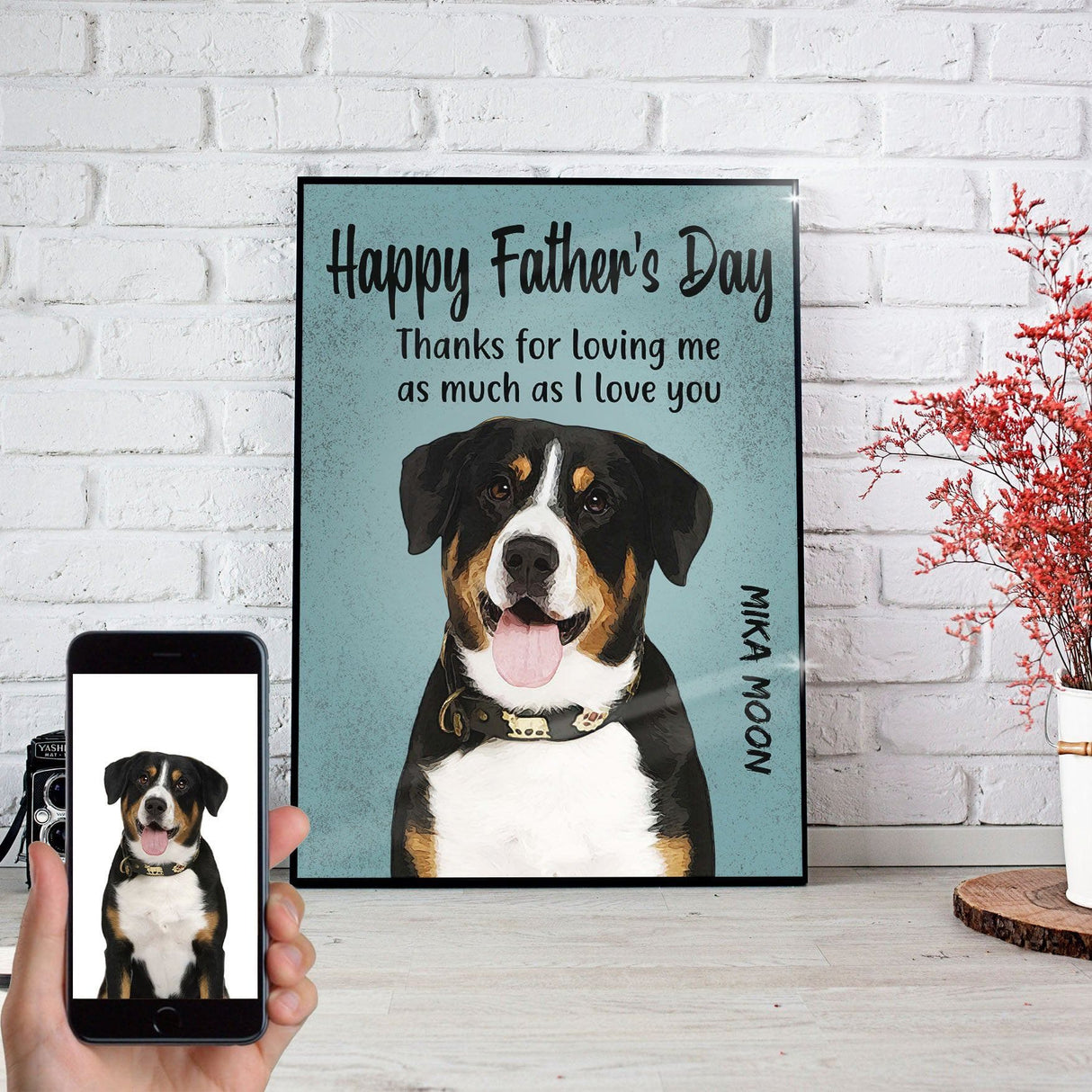 Customizer Dog Dad Happy Father's Day With Pet Wall Art | Personalized Father's Day Gifts
