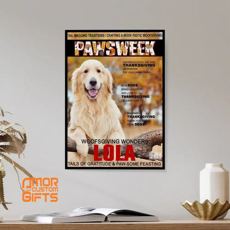 Posters, Prints, & Visual Artwork Dog Lovers - Dog Thanksgiving Magazine 14 - Personalized Pet Poster Canvas Print