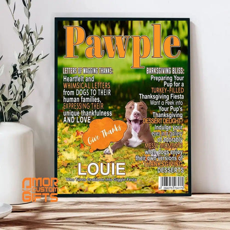 Posters, Prints, & Visual Artwork Dog Lovers - Dog Thanksgiving Magazine 3 - Personalized Pet Poster Canvas Print