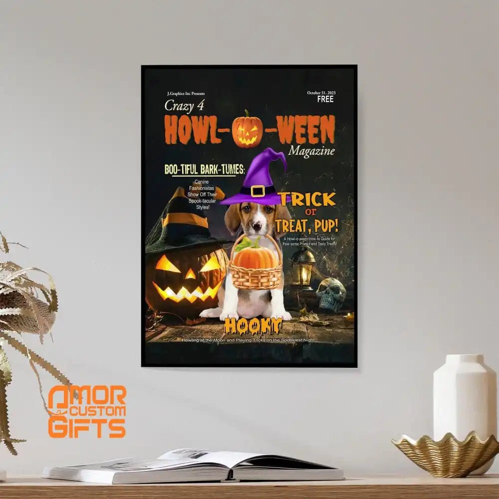 Posters, Prints, & Visual Artwork Dog Lovers - Halloween magazine - Personalized Pet Poster Canvas Print
