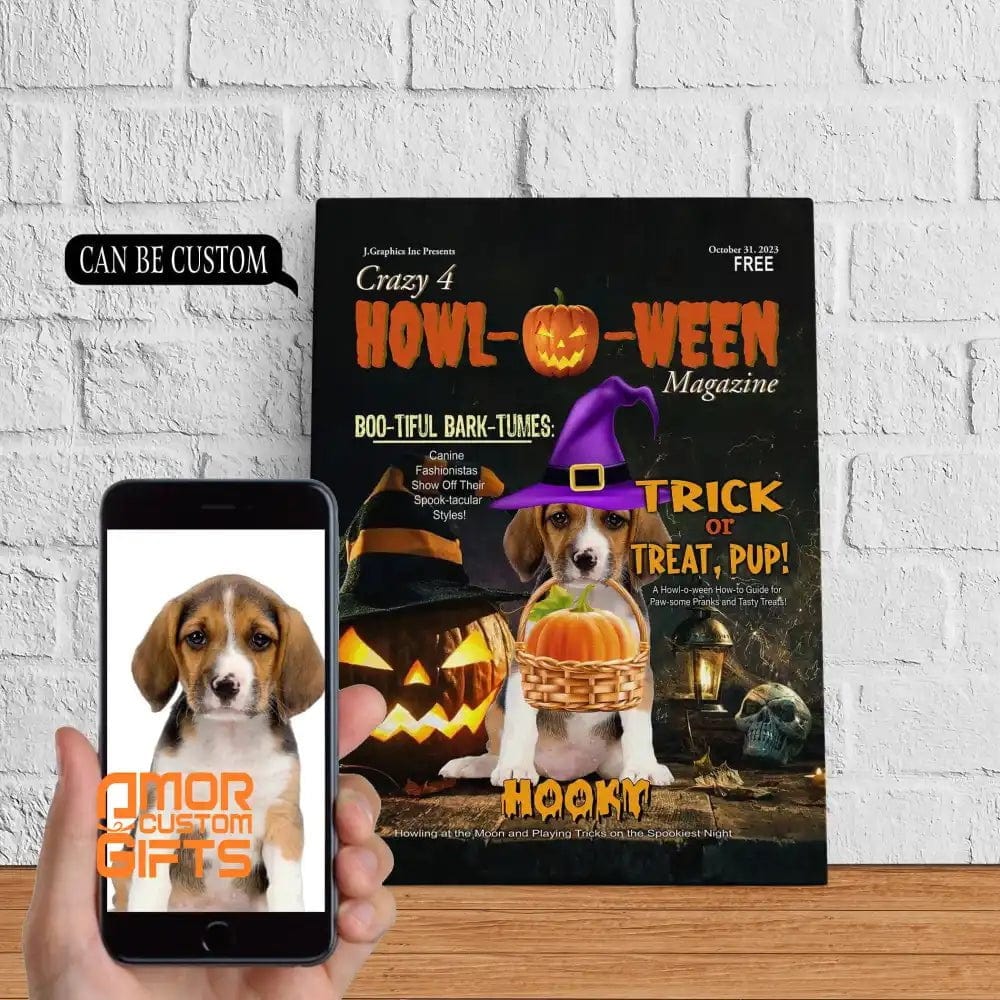 Posters, Prints, & Visual Artwork Dog Lovers - Halloween magazine - Personalized Pet Poster Canvas Print