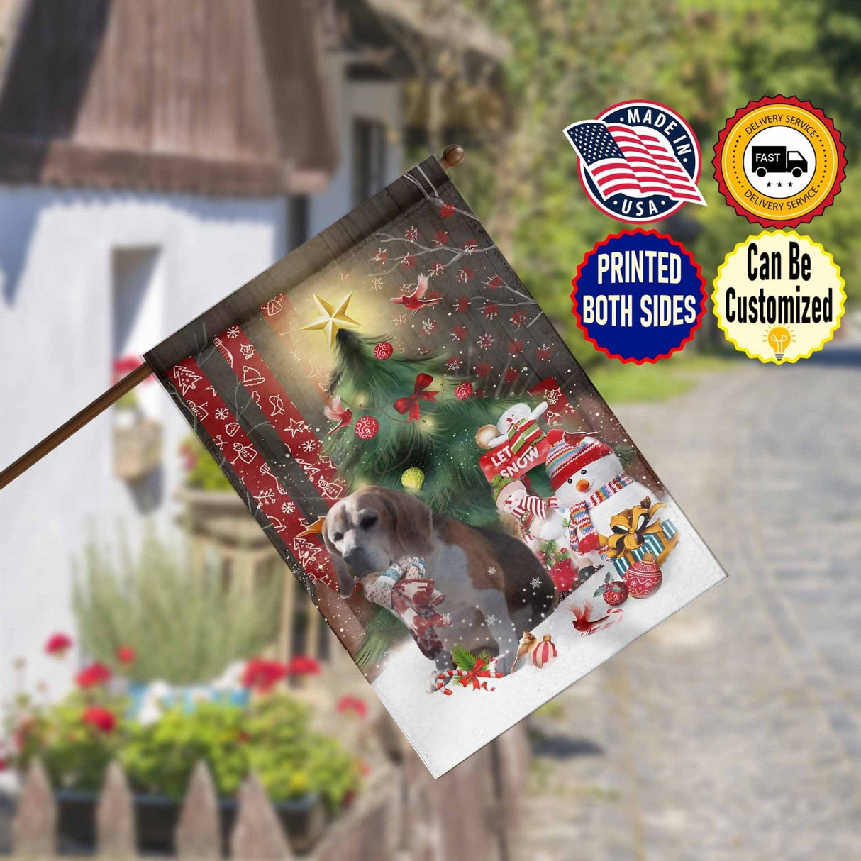 Yard Signs & Flags Dog Lovers - Personalized Let It Snow- Custom Photo Pet Flag