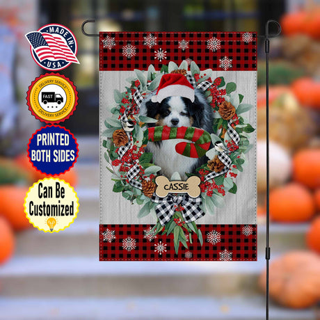 Yard Signs & Flags Dog Lovers - Personalized Xmas Candy Cane - Custom Photo & Name Pet Flag