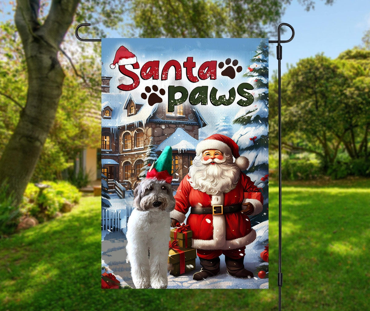 Yard Signs & Flags Dog Lovers - Personalized Santa Paw - Custom Photo Pet Flag