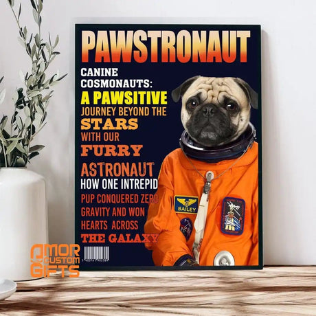 Posters, Prints, & Visual Artwork Dog Lovers - Space Dog Pawstronaut Magazine 1 - Personalized Pet Poster Canvas Print