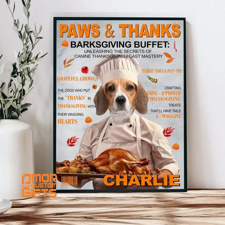 Posters, Prints, & Visual Artwork Dog Lovers - Thanksgiving Dog Chef - Personalized Pet Poster Canvas Print