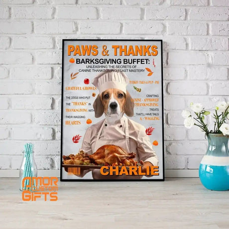 Posters, Prints, & Visual Artwork Dog Lovers - Thanksgiving Dog Chef - Personalized Pet Poster Canvas Print