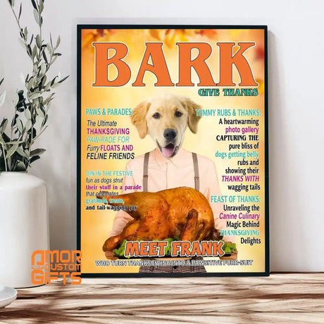 Posters, Prints, & Visual Artwork Dog Lovers - Thanksgiving Dog Turkey - Personalized Pet Poster Canvas Print