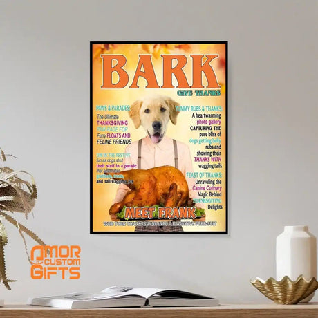 Posters, Prints, & Visual Artwork Dog Lovers - Thanksgiving Dog Turkey - Personalized Pet Poster Canvas Print