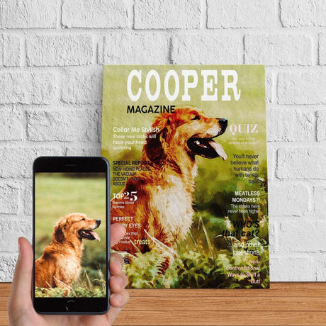 Posters, Prints, & Visual Artwork Dog Magazine Personalized Pet Poster Canvas Print | Personalized Dog Cat Prints | Magazine Covers | Custom Pet Portrait from Photo | Personalized Gifts for Dog Mom or Dad, Pet Memorial Gift