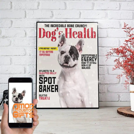 Posters, Prints, & Visual Artwork Dog's Health Personalized Pet Poster Canvas Print | Personalized Dog Cat Prints | Magazine Covers | Custom Pet Portrait from Photo | Personalized Gifts for Dog Mom or Dad, Pet Memorial Gift