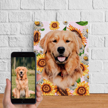 Posters, Prints, & Visual Artwork Dog With Flowers Personalized Pet Poster Canvas Print | Personalized Dog Cat Prints | Magazine Covers | Custom Pet Portrait from Photo | Personalized Gifts for Dog Mom or Dad, Pet Memorial Gift
