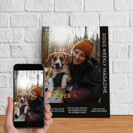 Posters, Prints, & Visual Artwork Dogs Weekly Magazine Personalized Pet Poster Canvas Print | Personalized Dog Cat Prints | Magazine Covers | Custom Pet Portrait from Photo | Personalized Gifts for Dog Mom or Dad, Pet Memorial Gift
