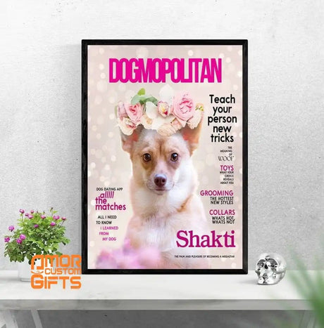 Posters, Prints, & Visual Artwork Floral Dog Mopolitan Personalized Pet Poster Canvas Print | Personalized Dog Cat Prints | Magazine Covers | Custom Pet Portrait from Photo | Personalized Gifts for Dog Mom or Dad, Pet Memorial Gift