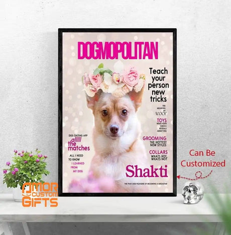 Posters, Prints, & Visual Artwork Floral Dog Mopolitan Personalized Pet Poster Canvas Print | Personalized Dog Cat Prints | Magazine Covers | Custom Pet Portrait from Photo | Personalized Gifts for Dog Mom or Dad, Pet Memorial Gift