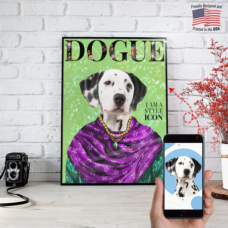 Posters, Prints, & Visual Artwork Floral Dogue Personalized Pet Poster Canvas Print | Personalized Dog Cat Prints | Magazine Covers | Custom Pet Portrait from Photo | Personalized Gifts for Dog Mom or Dad, Pet Memorial Gift