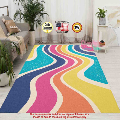 Mats & Rugs Florid Groovy Abstract Retro 70s 80s Sparkles Effect Rugs | Retro Groovy Abstract Home Carpet, Mat, Home Decor