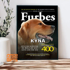 Posters, Prints, & Visual Artwork 'Furbes' 2 Personalized Pet Poster Canvas Print | Personalized Dog Cat Prints | Magazine Covers | Custom Pet Portrait from Photo | Personalized Gifts for Dog Mom or Dad, Pet Memorial Gift