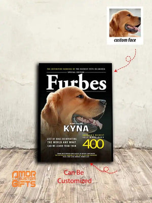 Posters, Prints, & Visual Artwork 'Furbes' 2 Personalized Pet Poster Canvas Print | Personalized Dog Cat Prints | Magazine Covers | Custom Pet Portrait from Photo | Personalized Gifts for Dog Mom or Dad, Pet Memorial Gift